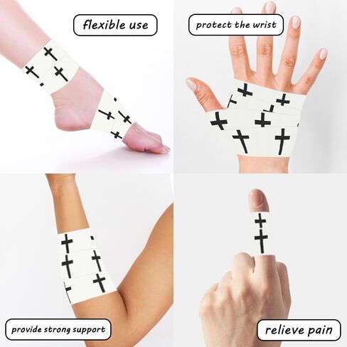 2Pcs Christian Cross Athletic Sports Wrap Tape 2in x 23ft Jesus Cotton Zinc Oxied White Wrist Tape for Tennis Baseball Soccer Boxing, Christian Gifts for Men Women in Kuwait