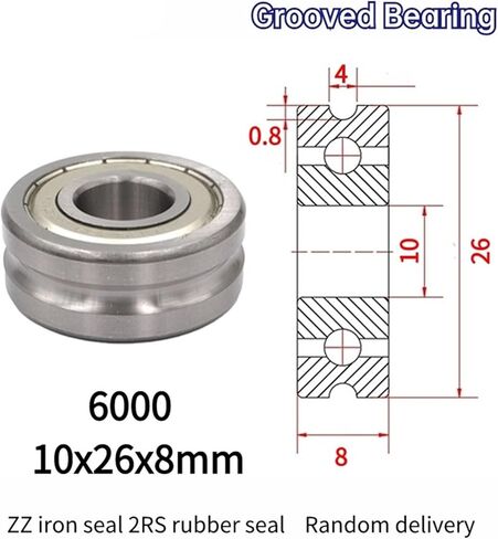 10PCS Straightening Mixed Wheel Over Line with Groove Bearing 6000 10X26X8mm Pulley U Groove Type(U6000-2-0.8) in Saudi Arabia