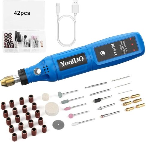 Mini Cordless Rotary ، الحفر المصغرة ، 3 سرعات 3.7 فولت مجموعة قابلة للشحن مع 42 ملحقات ، 16000 دورة في الدقيقة أداة الطاقة متعددة الأغراض للبلدان ، التلميع ، الطحن ، الحفر ، النقش ، الحرف اليدوية DIY (الأزرق) in Saudi Arabia