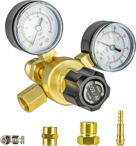 CO2 Argon Regulator Gauges Gas Welding, 0-4500PSI Argon Gas Regulator for Mig Tig Weld, CGA580 Inlet Connection in Kuwait