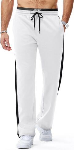 JMIERR Men's Sweatpants Color Block Stripes Tapered Trousers Drawstring Waist Casual Stretch Track Pants in Kuwait