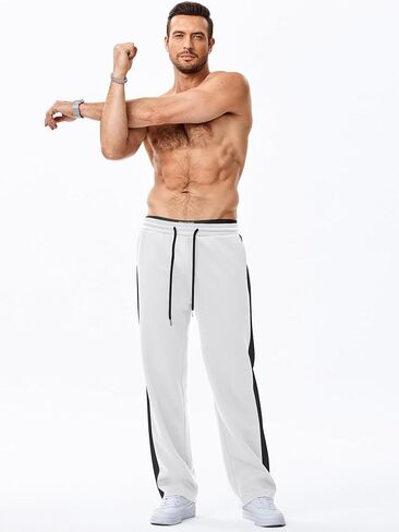 JMIERR Men's Sweatpants Color Block Stripes Tapered Trousers Drawstring Waist Casual Stretch Track Pants in Kuwait