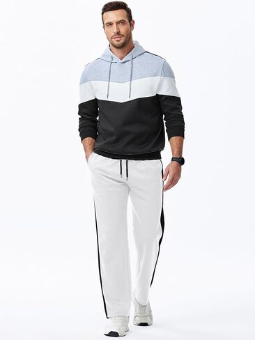 JMIERR Men's Sweatpants Color Block Stripes Tapered Trousers Drawstring Waist Casual Stretch Track Pants in Kuwait