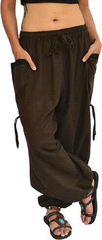 Sakoonee Yoga Lounge Pants Men Women Casual Baggy Trousers Adjustable Length 2 Pockets One Size, Elastic Waist in Saudi Arabia
