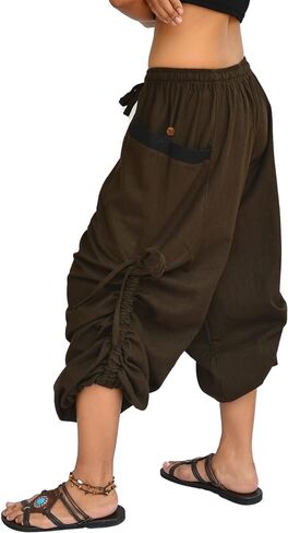 Sakoonee Yoga Lounge Pants Men Women Casual Baggy Trousers Adjustable Length 2 Pockets One Size, Elastic Waist in Saudi Arabia