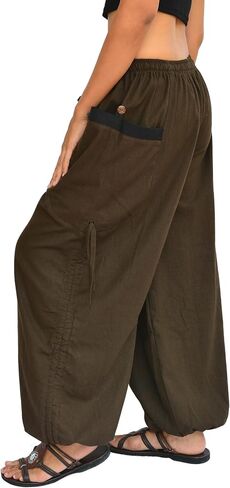 Sakoonee Yoga Lounge Pants Men Women Casual Baggy Trousers Adjustable Length 2 Pockets One Size, Elastic Waist in Saudi Arabia