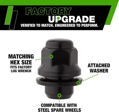 DPAccessories Lug Nuts Compatible with 1993-1998 Toyota T100 | Black OEM Style | Factory Aluminum Wheels Only | Set of 24 Wheel Nuts | DTOT1001F-BK/1 in Saudi Arabia