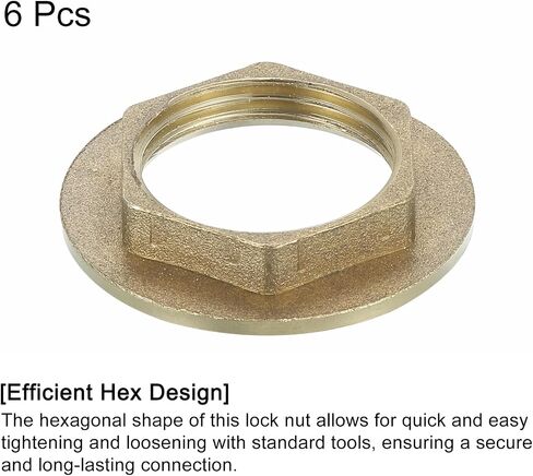 uxcell G3/4 Pipe Fitting Hex Flange Lock Nut Locknut Female Threaded Fastening Thin Nut for Plumbing, Brass 6Pcs in Saudi Arabia
