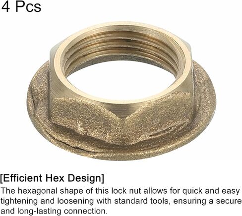 uxcell G3/4 Pipe Fitting Hex Flange Lock Nut Locknut Female Threaded Fastening Thin Nut for Plumbing, Brass 6Pcs in Saudi Arabia