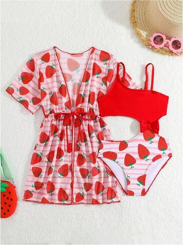 قطعة Swimsist Girl One One Swimsuit ، طباعة الفراولة المقطوعة in Saudi Arabia
