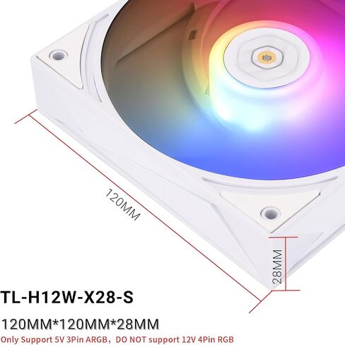 Thermalright TL-H12W-X28-S ARGB CAST CASE CASE FAN-2150RPM ، مروحة CPU الهادئة ، مروحة تبريد سمك 28 مم ARGB ، مروحة CPU سطح المكتب ، متوافقة in Saudi Arabia