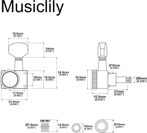MusicLily Pro اليسار 6 في السطر 18: 1 نسبة 2 دن الكامل قفل الرؤوس رؤوس موالفات ضبط أوتاد مفاتيح مع زر السداسي لطرح الغيتار الكهربائية in Saudi Arabia