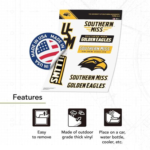 Desert Cactus University of Southern Mississippi Sticker USM Golden Eagles Vinyl Scals Laptop Gater Bottle Scrapbook T2 (Type 2-2) in Kuwait