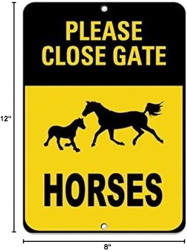 علامة الألومنيوم المعدنية الجديدة ، يرجى إغلاق لعبة The Gate Horses Sign Sign Sign Sign General for Outdoor & Indoor 12 "× 8" in Kuwait