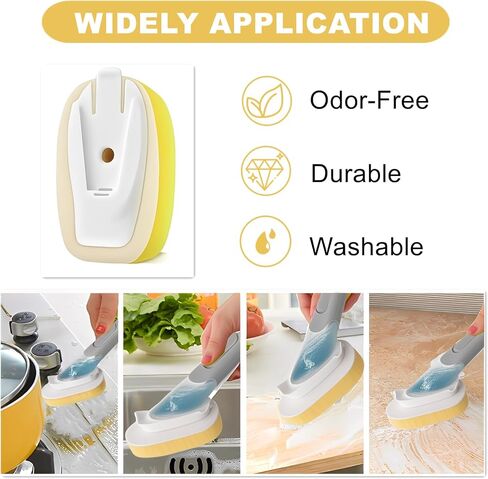 متوافق مع رؤوس إعادة ملء Digh Daddy ، 4pack متوافق مع scrub daddy wand scrubl ، chishwand sponge تعبئة ملائمة لعصا صحن scrubdaddy ، مناسبة لتنظيف المطبخ ، الأصفر ، وتشمل فقط الرؤوس. in Kuwait