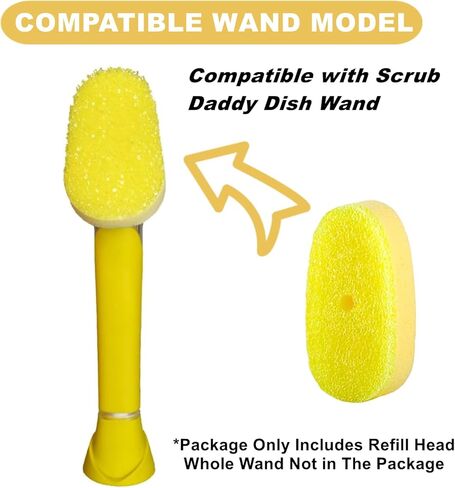 متوافق مع رؤوس إعادة ملء Digh Daddy ، 4pack متوافق مع scrub daddy wand scrubl ، chishwand sponge تعبئة ملائمة لعصا صحن scrubdaddy ، مناسبة لتنظيف المطبخ ، الأصفر ، وتشمل فقط الرؤوس. in Kuwait
