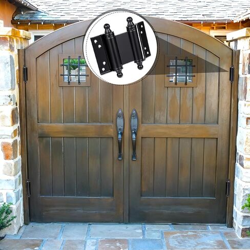 Double Action Spring Hinges, 4 Pack Self Closing Door Hinges 3" Black Stainless Steel Hinge with Adjusting Pins and Screws for Saloon Cafe Pub Bar Swinging Fence in Saudi Arabia