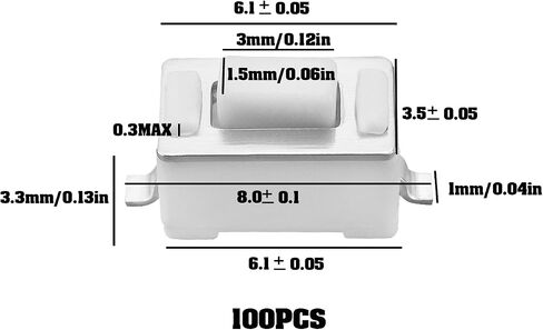 Emagtech 100pcs SMD Micro Touch زر 2pin زر التبديل الدقيق 3x6x4.3mm للسيارة التحكم عن بُعد إصلاح التجميع الإلكتروني in Saudi Arabia