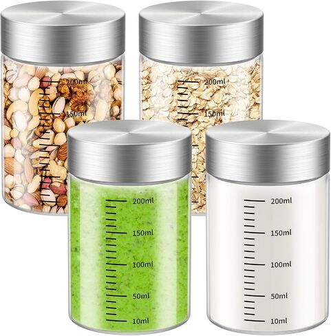 8 Oz Glass Juice Bottles, 4 Pack Glass Bottles with Lids, BPA Free, Borosilicate Glass, Leak Proof Lids for Juicing, Smoothies, Infused Water, Beverage Storage, Shaker Bottles in Saudi Arabia