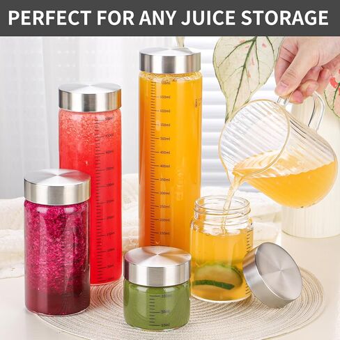 8 Oz Glass Juice Bottles, 4 Pack Glass Bottles with Lids, BPA Free, Borosilicate Glass, Leak Proof Lids for Juicing, Smoothies, Infused Water, Beverage Storage, Shaker Bottles in Saudi Arabia