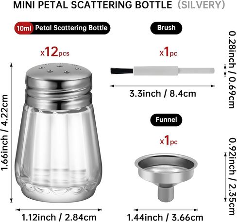 0.3 OZ Mini Salt and Pepper Shakers 12 Pcs - Small Mini Salt Shaker Clear Seasoning Shakers Tiny Glass Spice Containers, Portable Small Seasonging Jars for kitchen, Picnic (Silver) in Kuwait