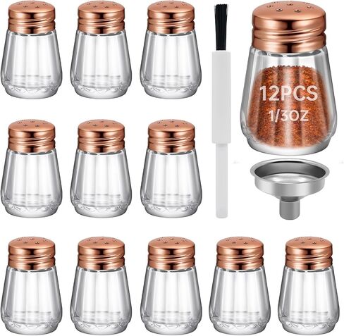 0.3 OZ Mini Salt and Pepper Shakers 12 Pcs - Small Mini Salt Shaker Clear Seasoning Shakers Tiny Glass Spice Containers, Portable Small Seasonging Jars for kitchen, Picnic (Silver) in Kuwait