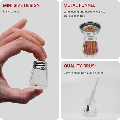 0.3 OZ Mini Salt and Pepper Shakers 12 Pcs - Small Mini Salt Shaker Clear Seasoning Shakers Tiny Glass Spice Containers, Portable Small Seasonging Jars for kitchen, Picnic (Silver) in Kuwait
