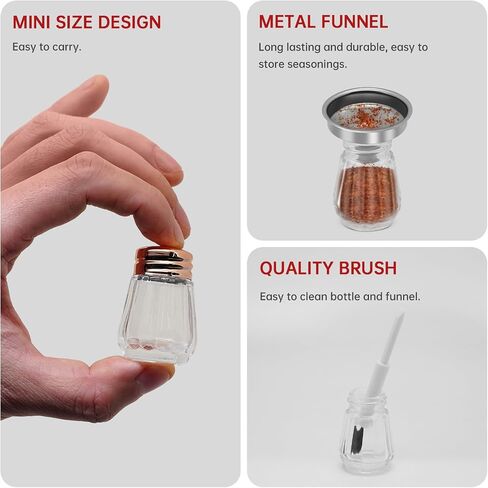 0.3 OZ Mini Salt and Pepper Shakers 12 Pcs - Small Mini Salt Shaker Clear Seasoning Shakers Tiny Glass Spice Containers, Portable Small Seasonging Jars for kitchen, Picnic (Silver) in Kuwait