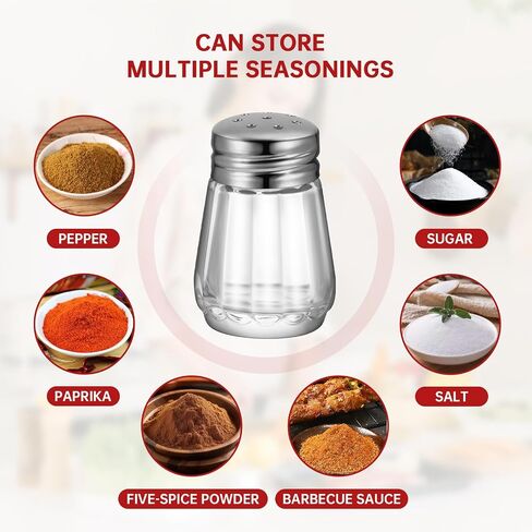 0.3 OZ Mini Salt and Pepper Shakers 12 Pcs - Small Mini Salt Shaker Clear Seasoning Shakers Tiny Glass Spice Containers, Portable Small Seasonging Jars for kitchen, Picnic (Silver) in Kuwait