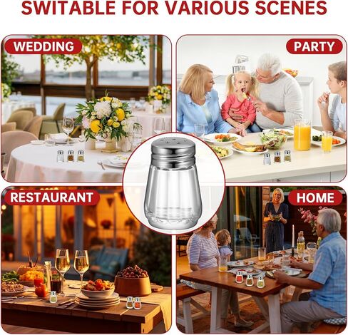 0.3 OZ Mini Salt and Pepper Shakers 12 Pcs - Small Mini Salt Shaker Clear Seasoning Shakers Tiny Glass Spice Containers, Portable Small Seasonging Jars for kitchen, Picnic (Silver) in Kuwait