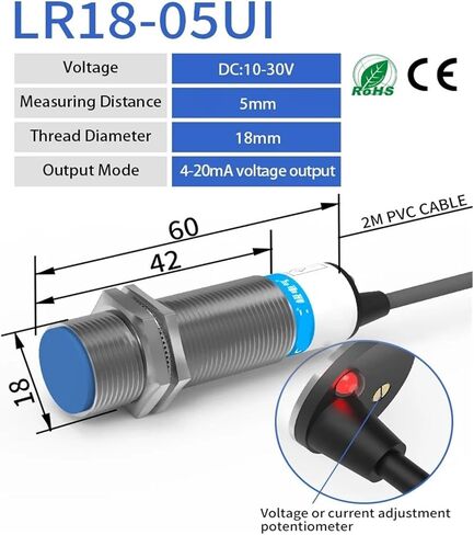 1 PCS استشعار القرب من الإزاحة الخطي التناظرية M12 M18 M30 0-10V الجهد أو مفتاح استشعار الخرج الحالي 4-20MA (M30 15mm0-10V Output) in Kuwait