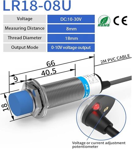 1 PCS استشعار القرب من الإزاحة الخطي التناظرية M12 M18 M30 0-10V الجهد أو مفتاح استشعار الخرج الحالي 4-20MA (M30 15mm0-10V Output) in Kuwait