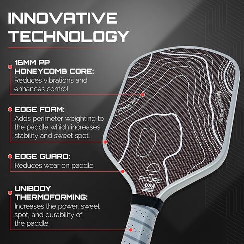 Roode Pet Titanium Surface Thermoformed و Edge Foam Pickleball Paddle Macket - - Hybrid Shape 16mm Paddles in Kuwait