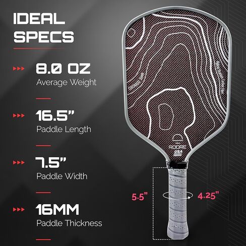 Roode Pet Titanium Surface Thermoformed و Edge Foam Pickleball Paddle Macket - - Hybrid Shape 16mm Paddles in Kuwait