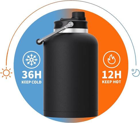 Zenbo One Gallon Jug with Straw, 128 oz Double Wall Vacuum Insulated Sports Water Bottle, Keeps Cold up to 48 Hours, Leak-Proof & Sweat-Proof Stainless Steel Water Jug for Gym, Outdoor & Camping in Kuwait