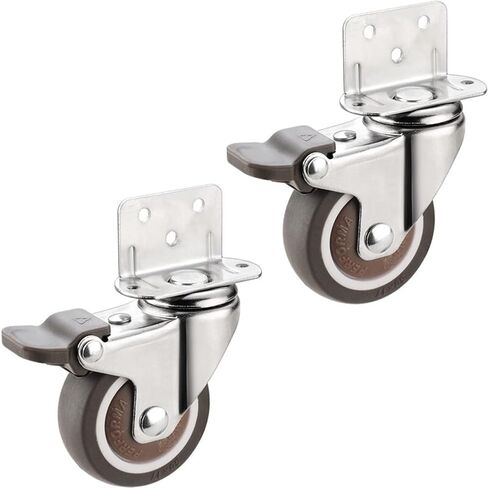 Super Mute L Type Side Mounted Wheels Casters TPE Splint Wheel with Bearings Wheel 1Pcs(with Brake,1.0 Inch) in Saudi Arabia