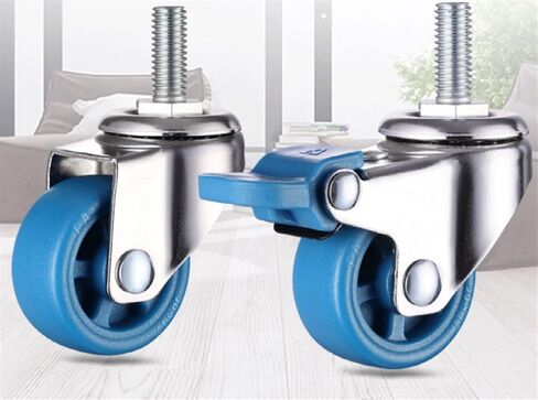 1/4PCS 360 Degree Swivel Casters Wheel Rubber Rollers Blue No Noise Wheels(B1246,4PCS 1.25 Inch) in Saudi Arabia
