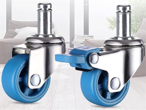 1/4PCS 360 Degree Swivel Casters Wheel Rubber Rollers Blue No Noise Wheels(B1246,4PCS 1.25 Inch) in Saudi Arabia