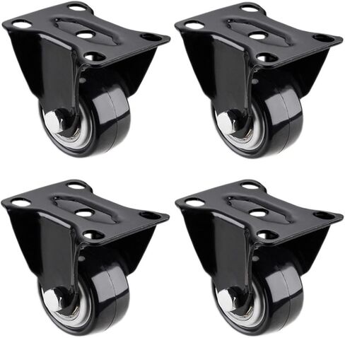 4Pcs 1.6 Inch Dia Heavy Duty 200KG Black Polyurethane Fixed Castor Wheels Trolley Furniture Caster in Saudi Arabia