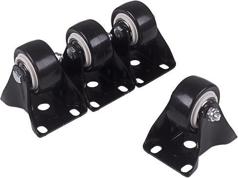 4Pcs 1.6 Inch Dia Heavy Duty 200KG Black Polyurethane Fixed Castor Wheels Trolley Furniture Caster in Saudi Arabia