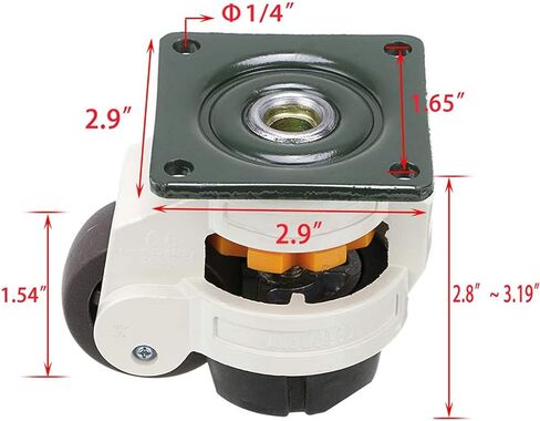 4Pcs Leveling Machine Caster Top Plate Leveling Wheel with Retractable NBR Pad(49x49mm) in Saudi Arabia