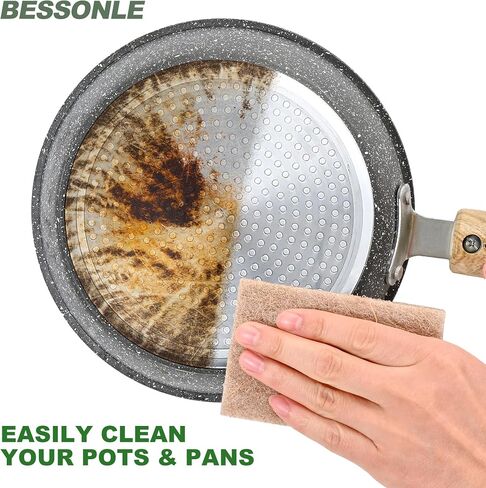 24 Pack Natural Scrub Kitchen Sponges - Coconut Husk Non Abrasive Scouring Pads - Multipurpose Scrubbing for Dishes - Heavy Duty Dishes, Pan and Pot Scrubbers for Kitchen Non Scratch in Saudi Arabia