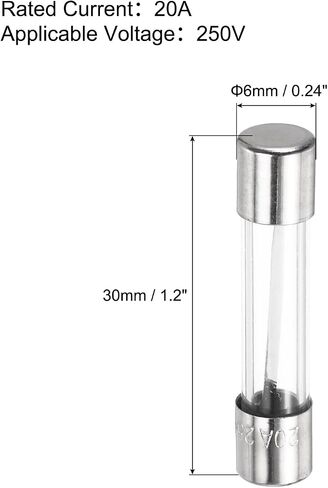 Meccanixity 20a 250v 6x30mm تأخير الزجاج الزجاجي في فتيل فتيل بطيء للضربات البطيئة للأجهزة المنزلية 6 أجهزة كمبيوتر in Kuwait