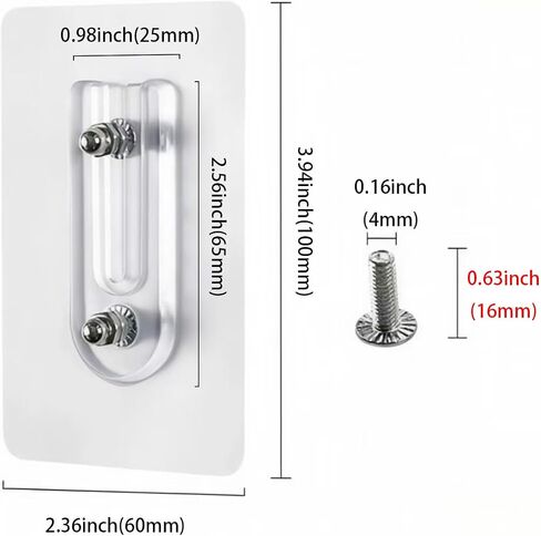 2 PCS خطاف المسمار اللاصقة ، （16mm） إثبات الماء الشفافة الصغيرة متغيرة على شكل حرف U متغير الملعب مزدوج نوع السنانير الجدار اللزج للمطبخ ، الحمام ، المكتب in Kuwait