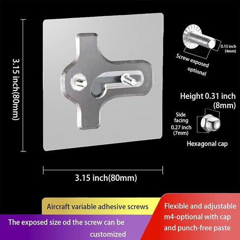2 pcs Adhesive Screw Hook,（16mm） Transparent Water Proof Small U-Shape Variable Pitch Double Screw Type Sticky Wall Hooks for Kitchen, Bathroom, Office in Saudi Arabia