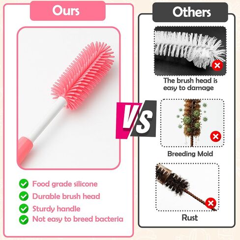 Mity Rain Silicone Straw Cleaner Brush-تشمل منظف القش لكؤوس ستانلي ، وفرشاة طويلة وغسل غطاء الكوب ، وجميع كوب البهلوان ، وزجاجات الأطفال-مجموعة تنظيف متعددة الاستخدامات in Saudi Arabia