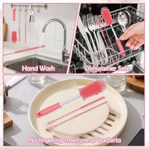 Mity Rain Silicone Straw Cleaner Brush-تشمل منظف القش لكؤوس ستانلي ، وفرشاة طويلة وغسل غطاء الكوب ، وجميع كوب البهلوان ، وزجاجات الأطفال-مجموعة تنظيف متعددة الاستخدامات in Saudi Arabia