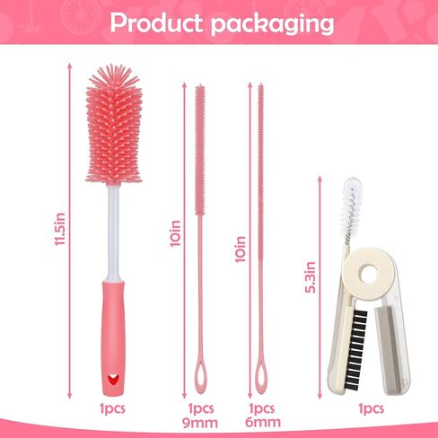 Mity Rain Silicone Straw Cleaner Brush-تشمل منظف القش لكؤوس ستانلي ، وفرشاة طويلة وغسل غطاء الكوب ، وجميع كوب البهلوان ، وزجاجات الأطفال-مجموعة تنظيف متعددة الاستخدامات in Saudi Arabia