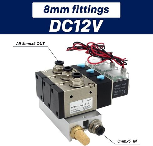 3v310-10-NC عادةً محطات صمام الملف اللولبي المغلقة مع مجموعة من المنوعات الأساسية DC12V DC24V AC110V AC220V 3 PORT 1PCS (تجهيزات DC12V 8MM) in Kuwait