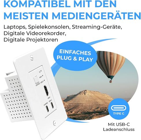 4K HDMI/USB-C Extender by OREI, Over Single Cat6/Cat7 Cable Wall Plate Transmitter 4K @ 60Hz UltraHD with HDR & IR Control - Up to 165 ft in Saudi Arabia